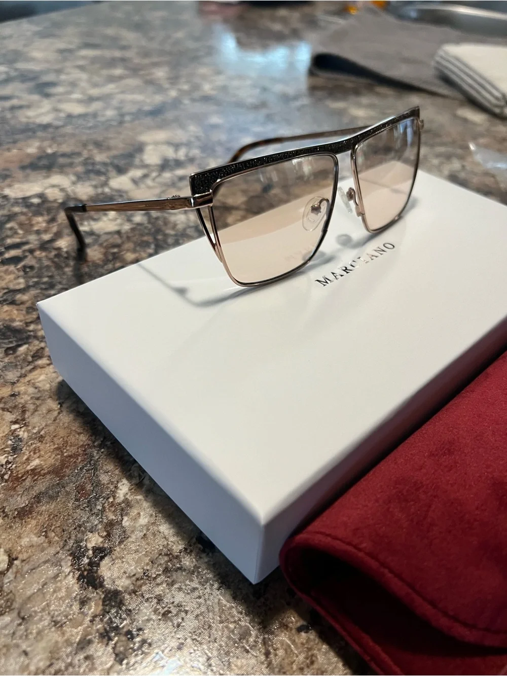Marciano Gold and Tortoiseshell Square Sunglasses